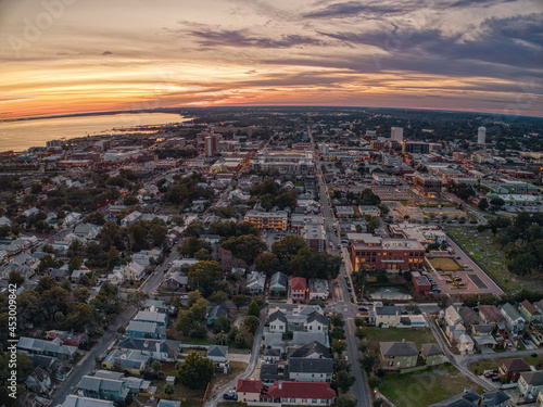 Aerial View of Pensacola Florida during Sunset