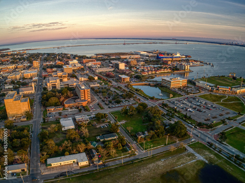 Aerial View of Pensacola Florida during Sunset photo