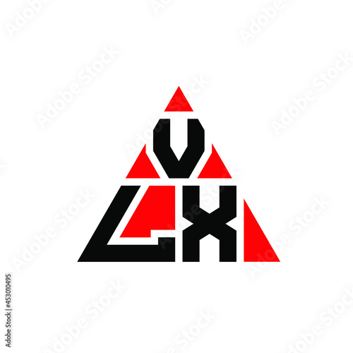 VLX triangle letter logo design with triangle shape. VLX triangle logo design monogram. VLX triangle vector logo template with red color. VLX triangular logo Simple, Elegant, and Luxurious Logo. VLX  photo