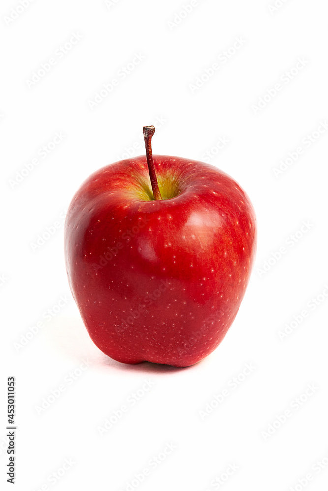 Ripe apple close-up on a white background. Ripe apple close-up on a white background.