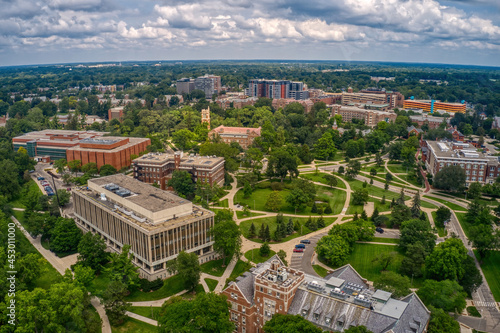 Aerial View of a large University in Lansing, Michigan
