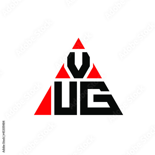 VUG triangle letter logo design with triangle shape. VUG triangle logo design monogram. VUG triangle vector logo template with red color. VUG triangular logo Simple, Elegant, and Luxurious Logo. VUG  photo