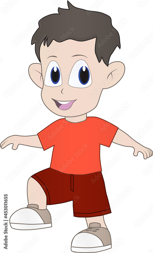 A friendly smiling boy is walking cheerfully on a sunny day A friendly smiling boy is walking cheerfully on a sunny day