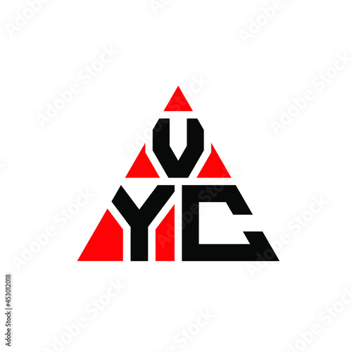 VYC triangle letter logo design with triangle shape. VYC triangle logo design monogram. VYC triangle vector logo template with red color. VYC triangular logo Simple, Elegant, and Luxurious Logo. VYC  photo