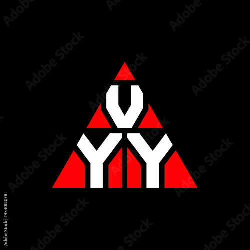 VYY triangle letter logo design with triangle shape. VYY triangle logo design monogram. VYY triangle vector logo template with red color. VYY triangular logo Simple, Elegant, and Luxurious Logo. VYY  photo