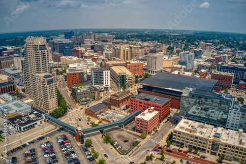 Aerial View of Downtown Grand Rapids, Michigan during Summer