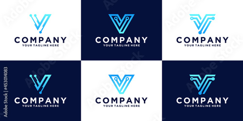 a collection of initial letter V logo design inspiration for business, and technology