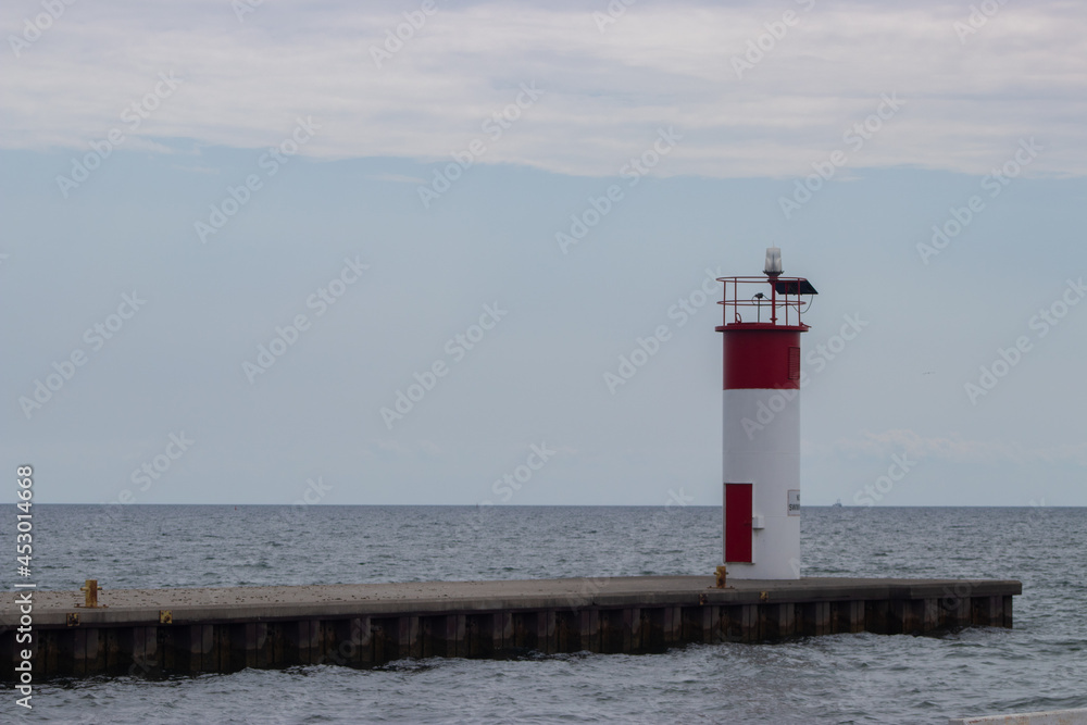 Lighthouse beacon on the shores of lake erie