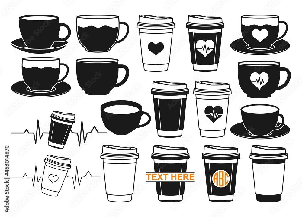 Obraz premium Coffee Cup, Coffee Heart, Coffee Cup Silhouette, Coffee, Coffee Silhouette, Coffee silhouette