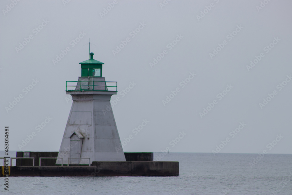 Lighthouse beacon on the shores of lake erie