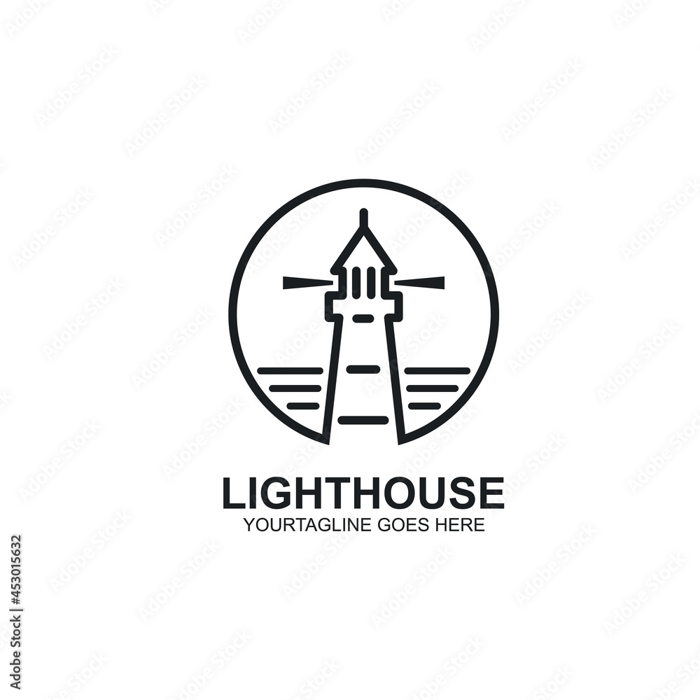 lighthouse line circle icon vector illustration design concept lighthouse line circle icon vector illustration design concept