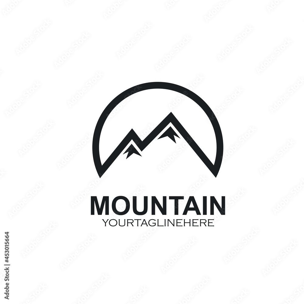 Mountain line circle  icon  vector illustration design concept