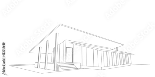 Modern architecture wireframe  Abstract architectural background  3D Illustration