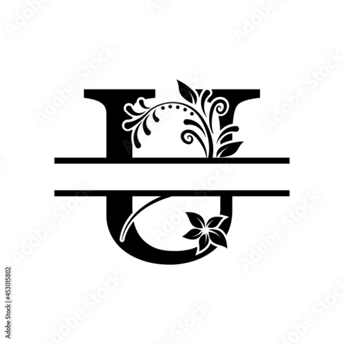 Initial U Decorative Monogram Split Letter Vector