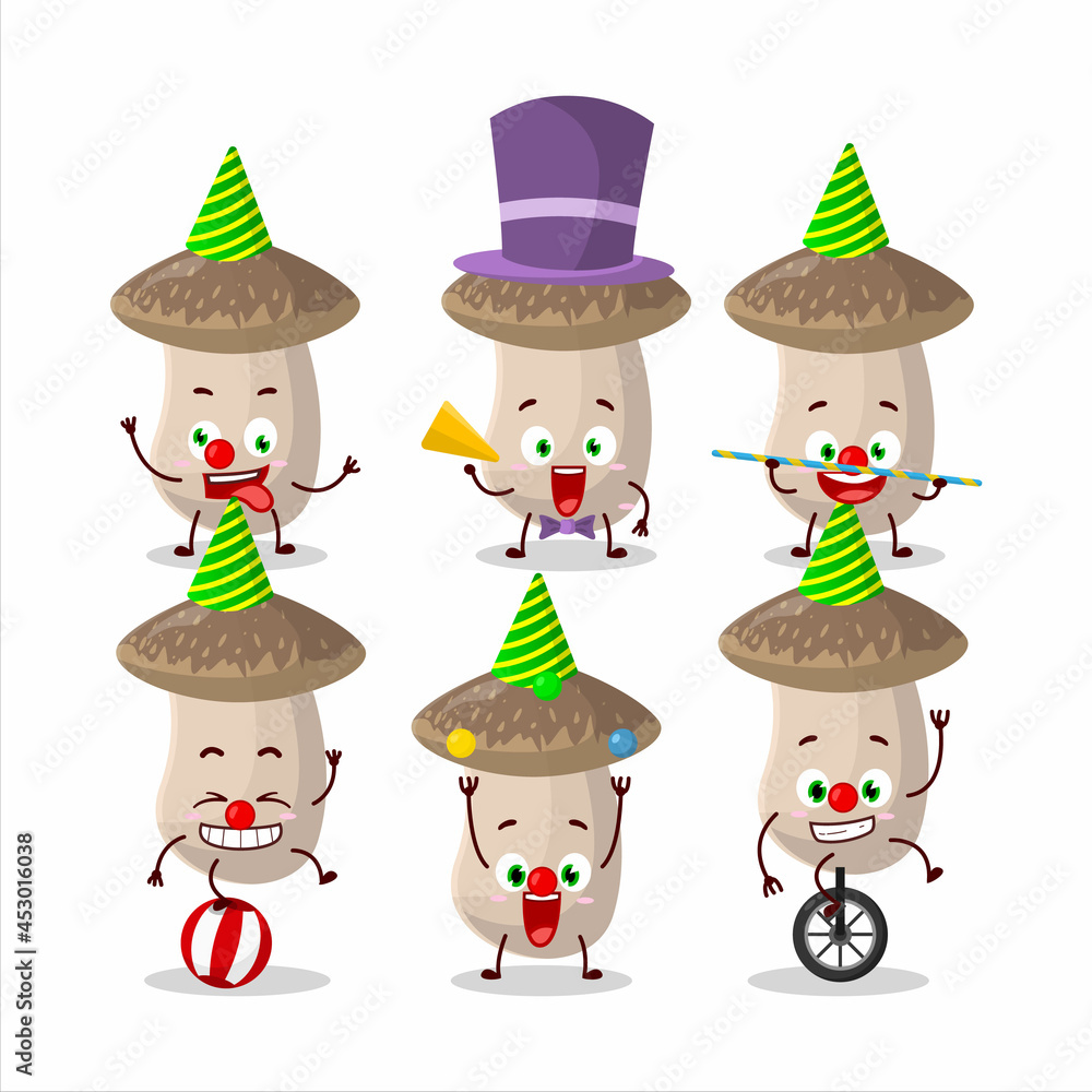 Cartoon character of shiitake with various circus shows Cartoon character of shiitake with various circus shows