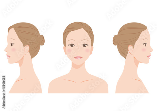 女性の正面と横顔