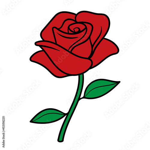 Cartoon Rose Vector Illustration on White Background