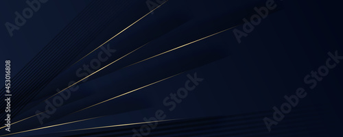 Abstract polygonal pattern luxury dark blue with gold for banner background