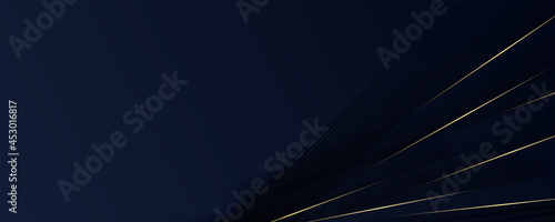 Abstract polygonal pattern luxury dark blue with gold for banner background