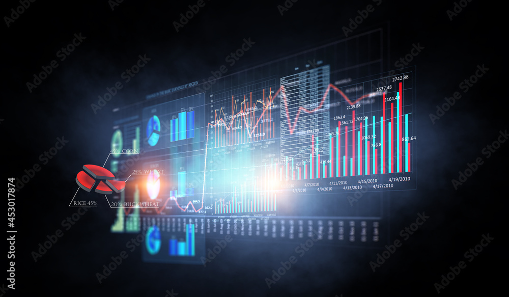 Fototapeta premium Business graph and trade monitor