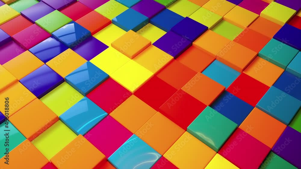 Geometric 3d render simple squares laid with lines on surface. Multicolored boxes in dynamic lighting with bright highlights. Digital wall creative presentation made of blocks Geometric 3d render simple squares laid with lines on surface. Multicolored boxes in dynamic lighting with bright highlights. Digital wall creative presentation made of blocks