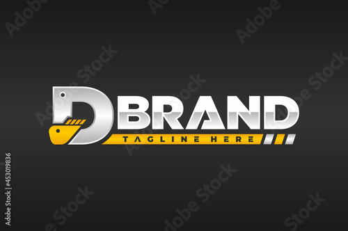 typography letter D excavator logo