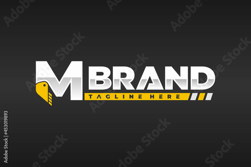 typography letter M excavator logo