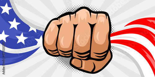 Fist hand holding usa flag