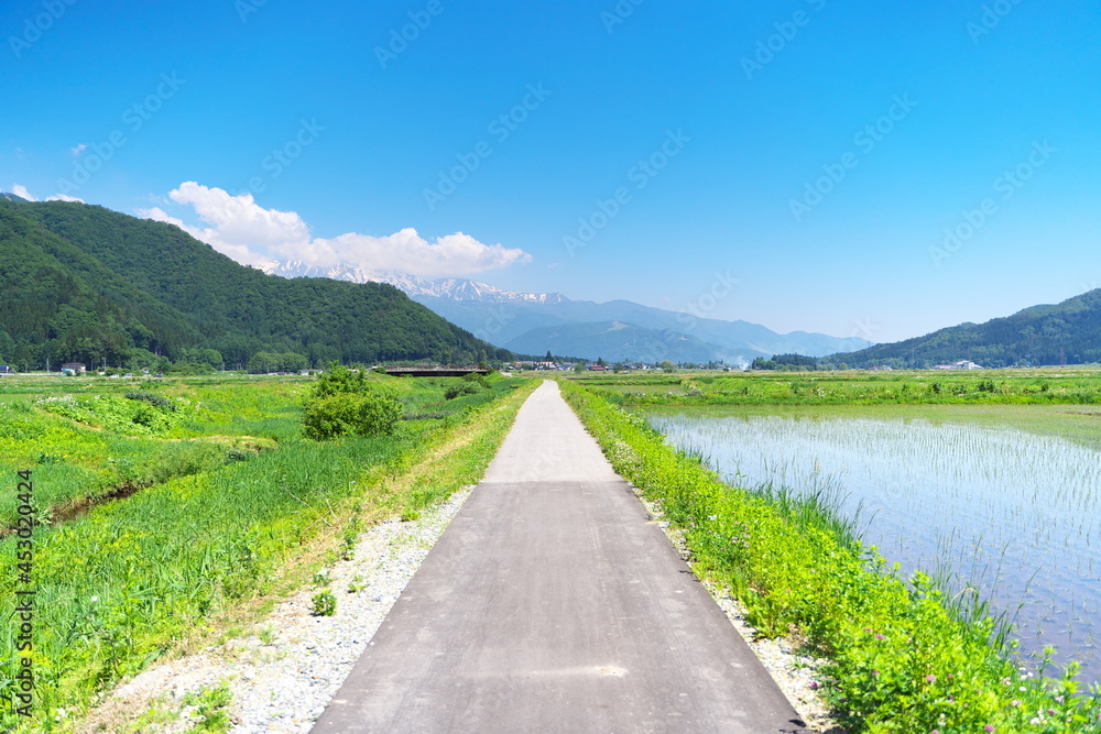 快晴の日の美しい農村の景観 快晴の日の美しい農村の景観