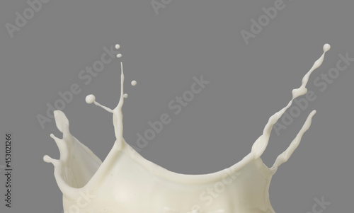 Milk crown splash  splashing in milk pool with ripples.