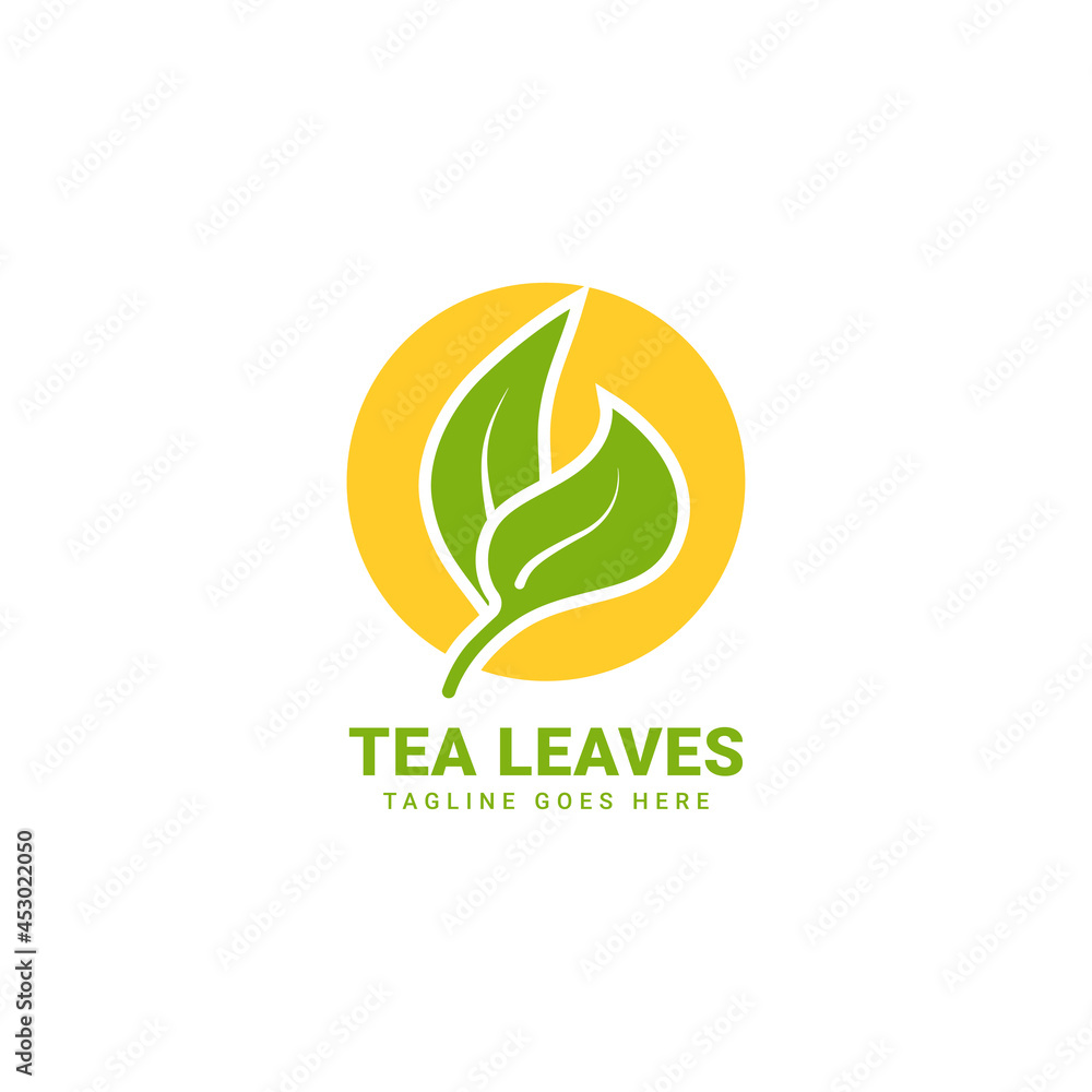 twin leaves and circle sun vector logo design for herbal drink, vegan food, and nature care twin leaves and circle sun vector logo design for herbal drink, vegan food, and nature care