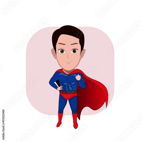 Cartoon carricature of a man wearing a superhero costume