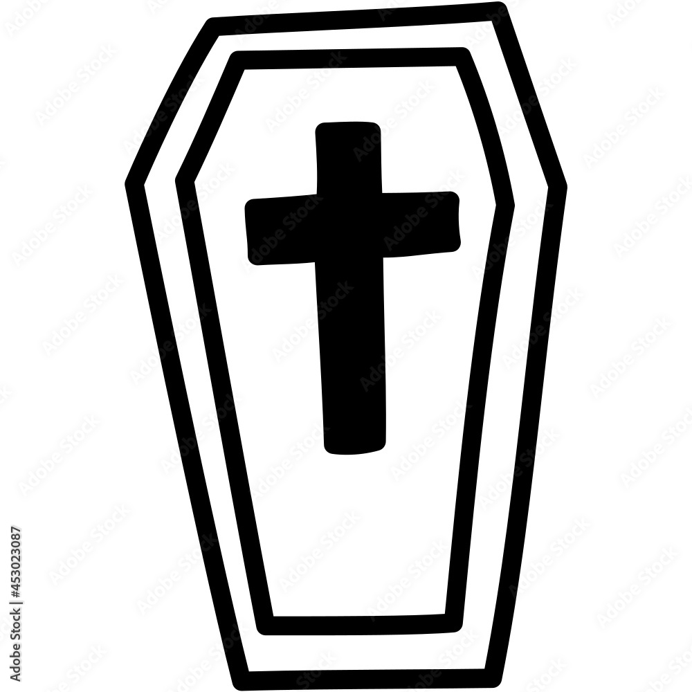 Obraz premium coffin hand drawn outline icon