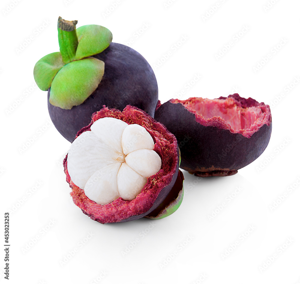 Mangosteen isolated on the white background .