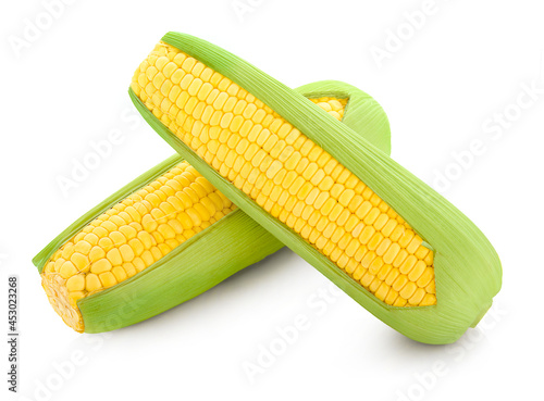 Obraz na płótnie fresh raw corn cob isolated on white background w salonie