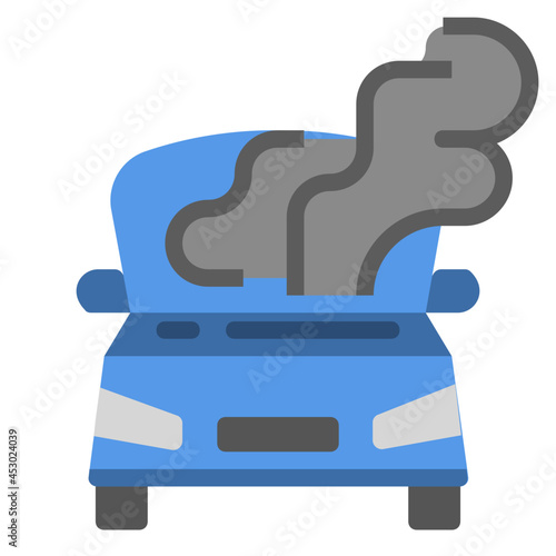 Car overheats flat icon