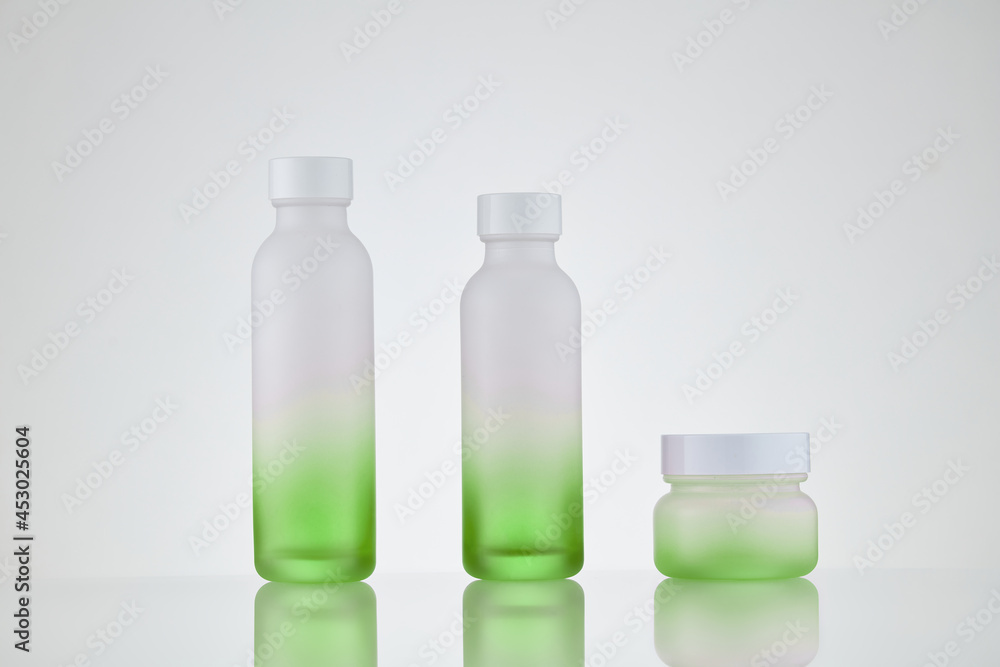 Cosmetics bottle template. Realistic blank tubes for cosmetics on white background Cosmetics bottle template. Realistic blank tubes for cosmetics on white background