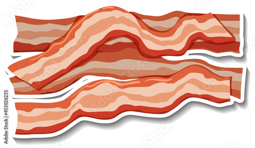 Raw bacon stripes sticker on white background