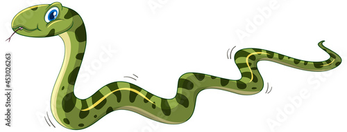 Green snake cartoon character isolated on white background © blueringmedia