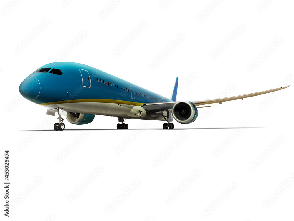 Fototapeta premium Airplane is landing isolated on white background