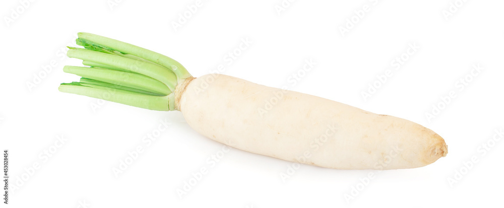 fresh white radish isolated on white background fresh white radish isolated on white background