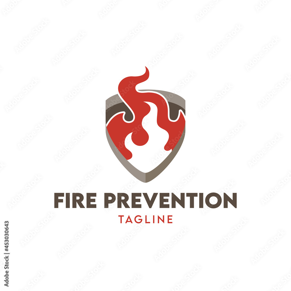 Fire shield logo, suitable for fire prevention logo or fire safety logo