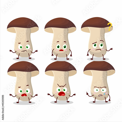 Cartoon character of porcini with what expression