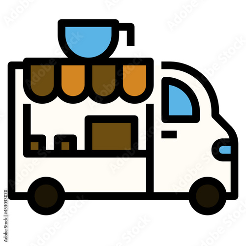 coffee truck line icon