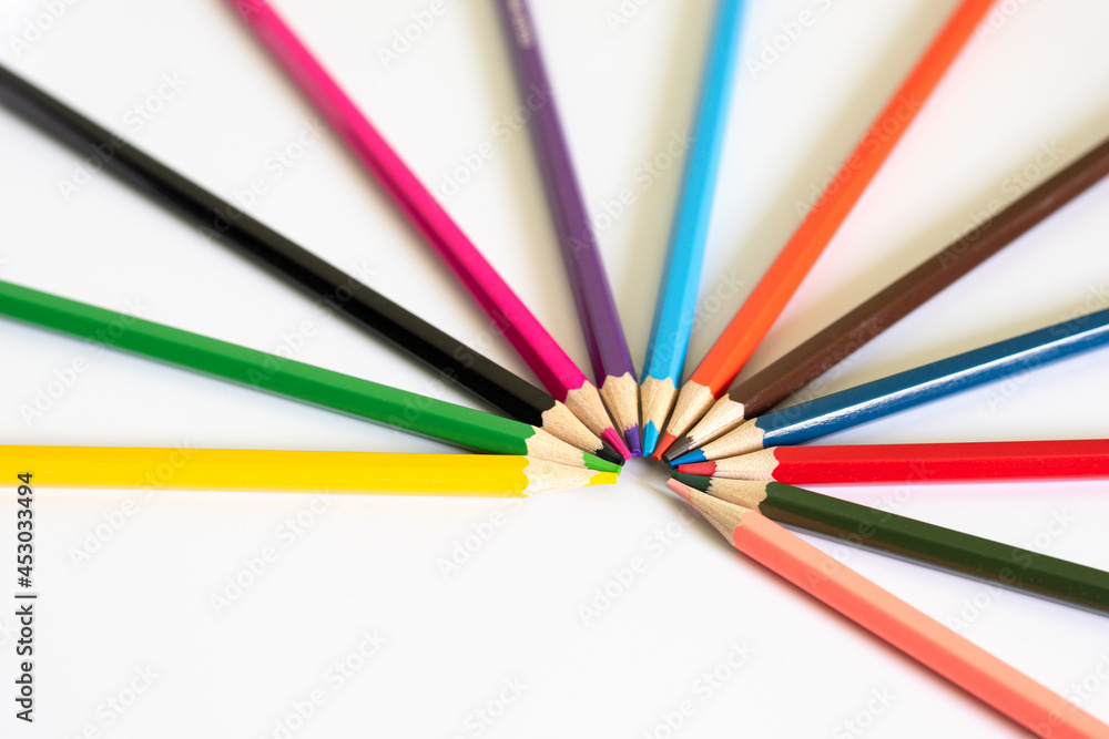 A colored pencil centered on a white background A colored pencil centered on a white background