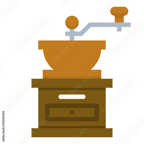 manual coffee grinder flat icon