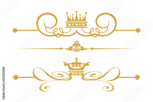 Gold design elements in a classic style. Vector illustration