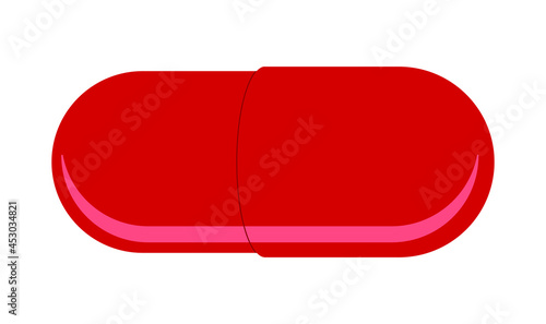 Red pill capsule vector illustration on a white background.