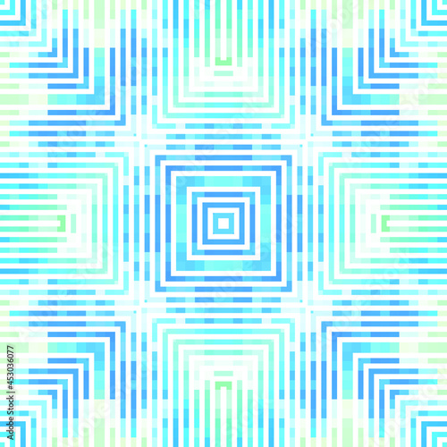 Creative lines pattern colored squares. Colored art festival abstract lines symmetrical background. Mosaic colorful beautiful squares. Modern art color pattern ornament decorative illustration.