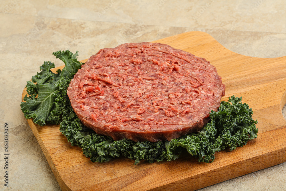 Raw beef burger cutlet for burger Raw beef burger cutlet for burger